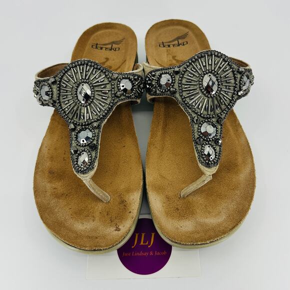 Dansko Women's Pamela Beaded Leather Thong Sandals 1555201600 Size 37/ 6.5-7 US - Picture 3 of 12